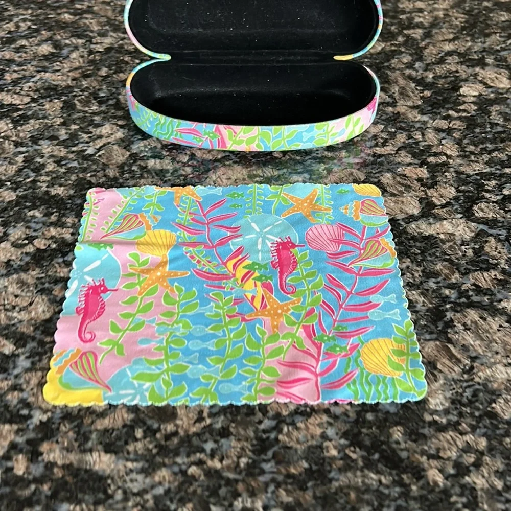 EYEGLASS HOLDER AND CLEANING CLOTH